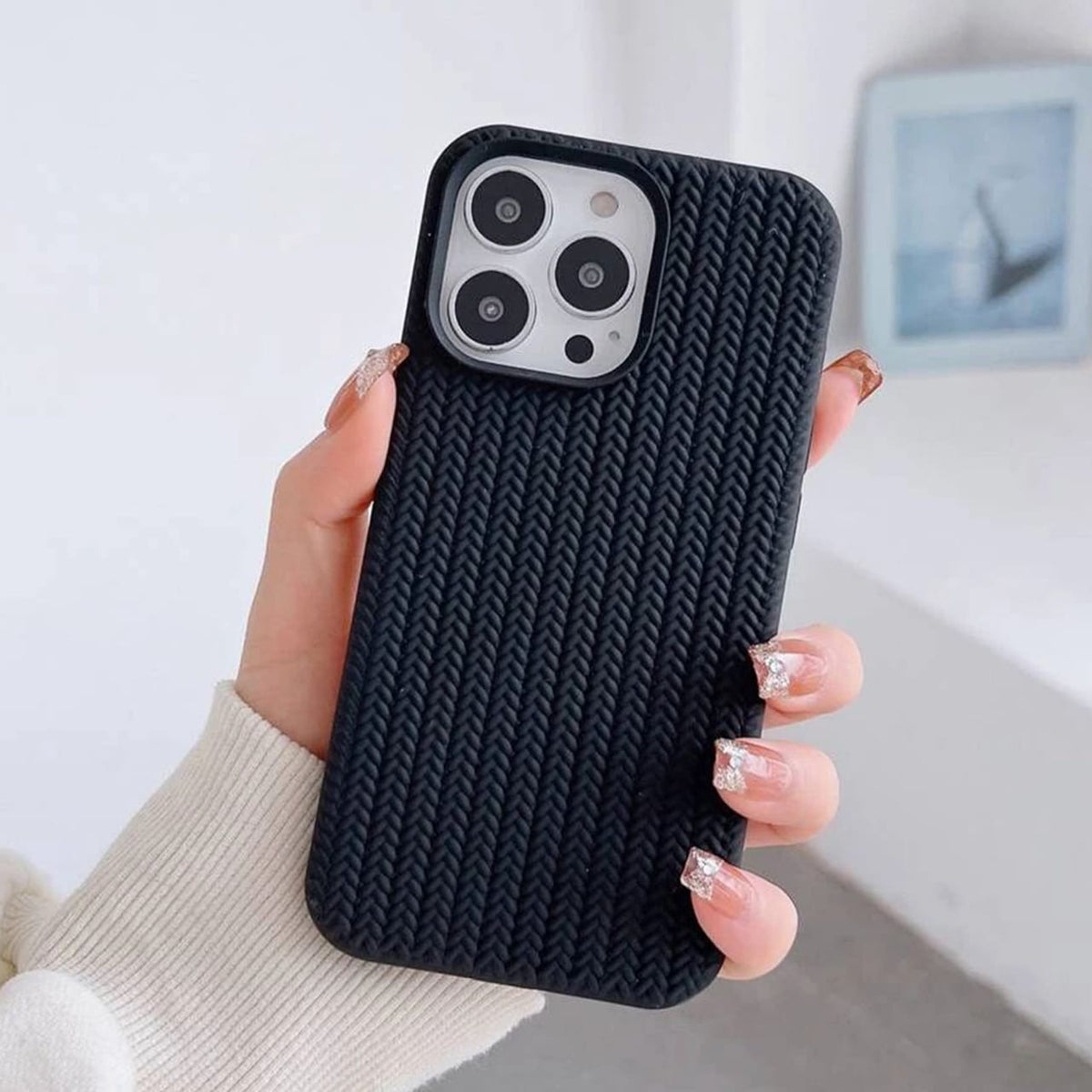 Zyntra™ Premium Braided Weave Pattern Soft Silicone Case for iPhone