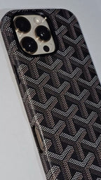 Zyntra™ Luxury Goyardine Monogram Print Leather Case for iPhone