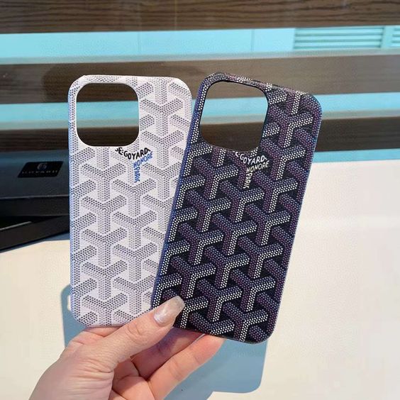 Zyntra™ Luxury Goyardine Monogram Print Leather Case for iPhone