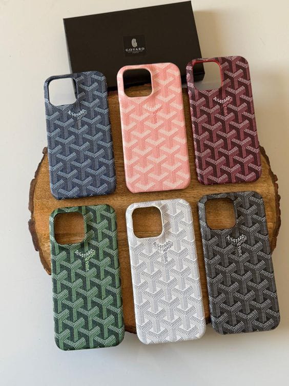 Zyntra™ Luxury Goyardine Monogram Print Leather Case for iPhone