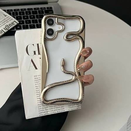 Zyntra™ Luxury 3D Snake Electroplated Clear Case for iPhone - Aesthetic Wavy Bumper