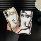 Zyntra™ Luxury 3D Snake Electroplated Clear Case for iPhone - Aesthetic Wavy Bumper