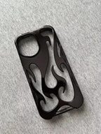 Zyntra™ Cyberpunk 3D Electroplated Metallic Flame Clear Case for iPhone