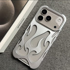 Zyntra™ Cyberpunk 3D Electroplated Metallic Flame Clear Case for iPhone