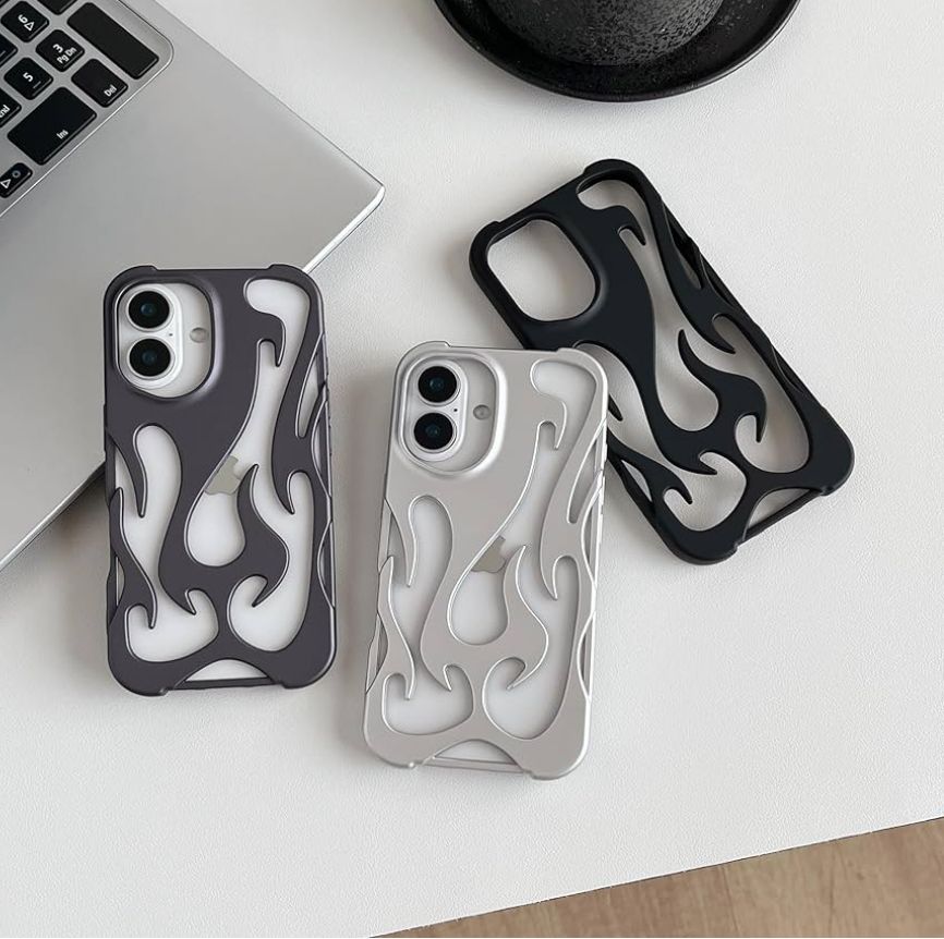 Zyntra™ Cyberpunk 3D Electroplated Metallic Flame Clear Case for iPhone