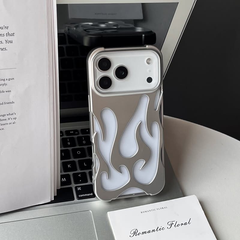 Zyntra™ Cyberpunk 3D Electroplated Metallic Flame Clear Case for iPhone