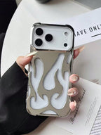 Zyntra™ Cyberpunk 3D Electroplated Metallic Flame Clear Case for iPhone