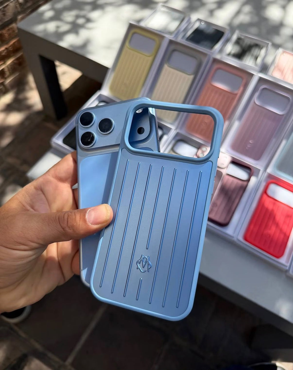 Zyntra™ Rimowa Style Aluminum Groove Matte Luggage Case for iPhone