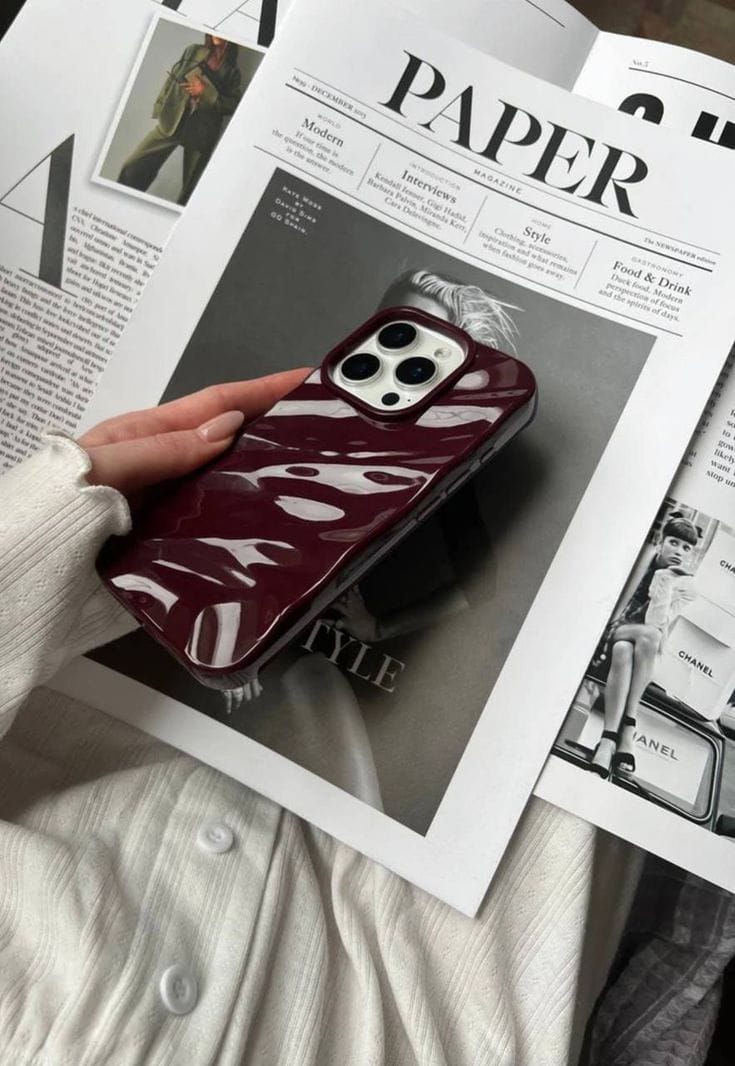 Zyntra™ Luxury Glossy Cherry Red Water Ripple Case for iPhone