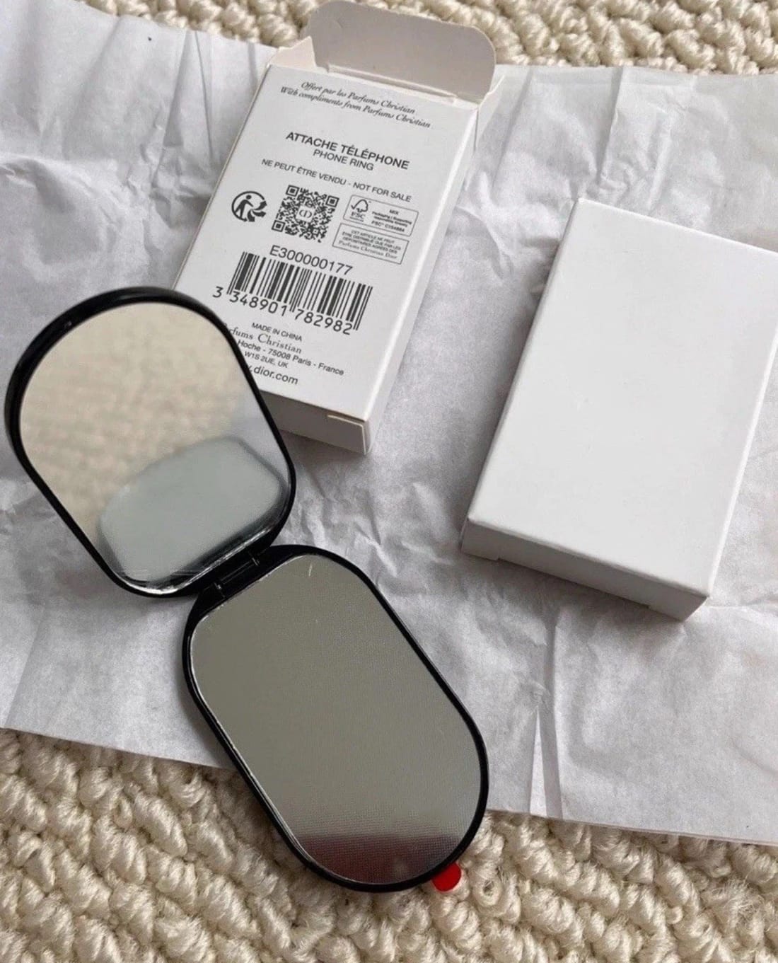 Zyntra™ Dior Style CD Monogram Foldable Makeup Mirror Phone Ring Holder Attachment