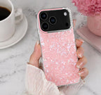 Zyntra™ Luxury Pearl Shell Texture Rhinestone Camera Ring Case for iPhone