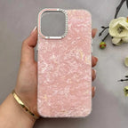 Zyntra™ Luxury Pearl Shell Texture Rhinestone Camera Ring Case for iPhone